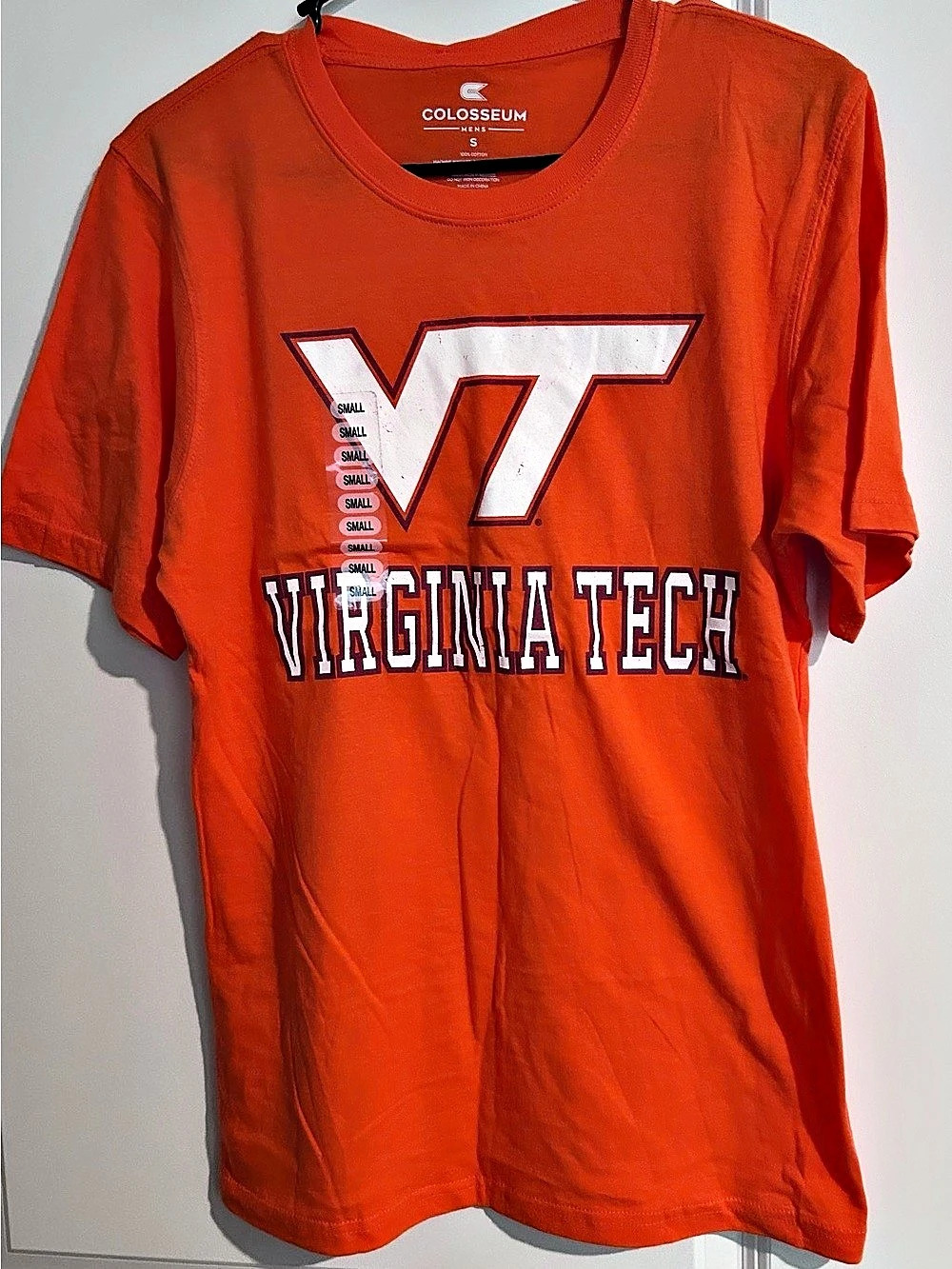 Colosseum Virginia Tech Hokies College Logo T-Shirt Orange & White Small